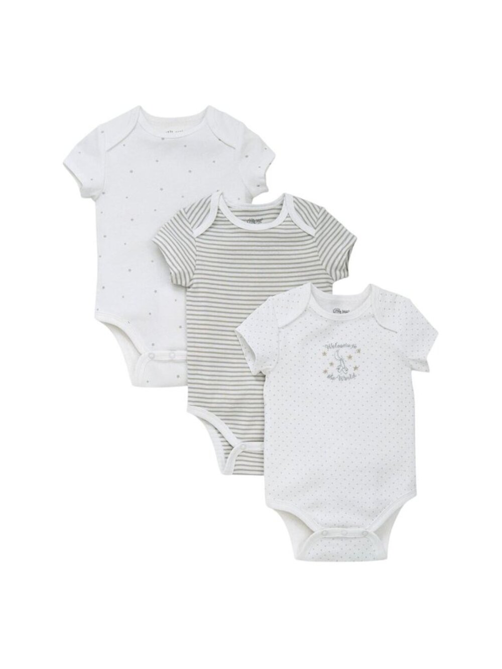 NWT Little Me Boys' Welcome to the World 3-Pack Bodysuit White Print 6 Months